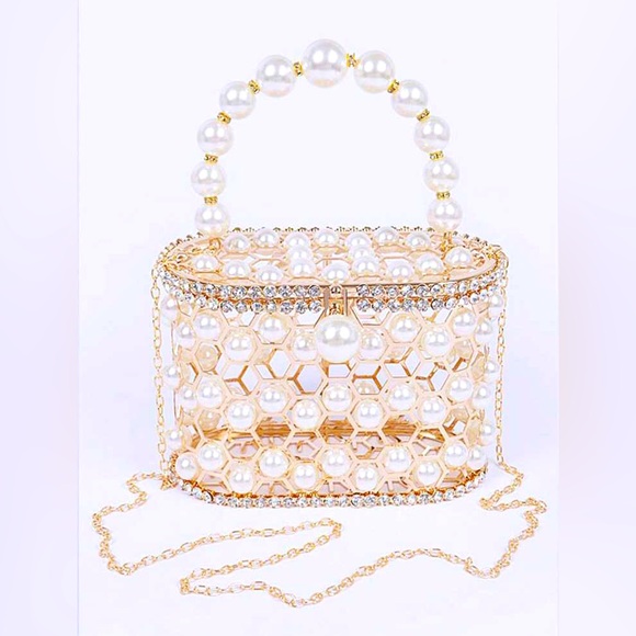 Freshwater Pearl Top Handle Evening Bag - Picture 1 of 6
